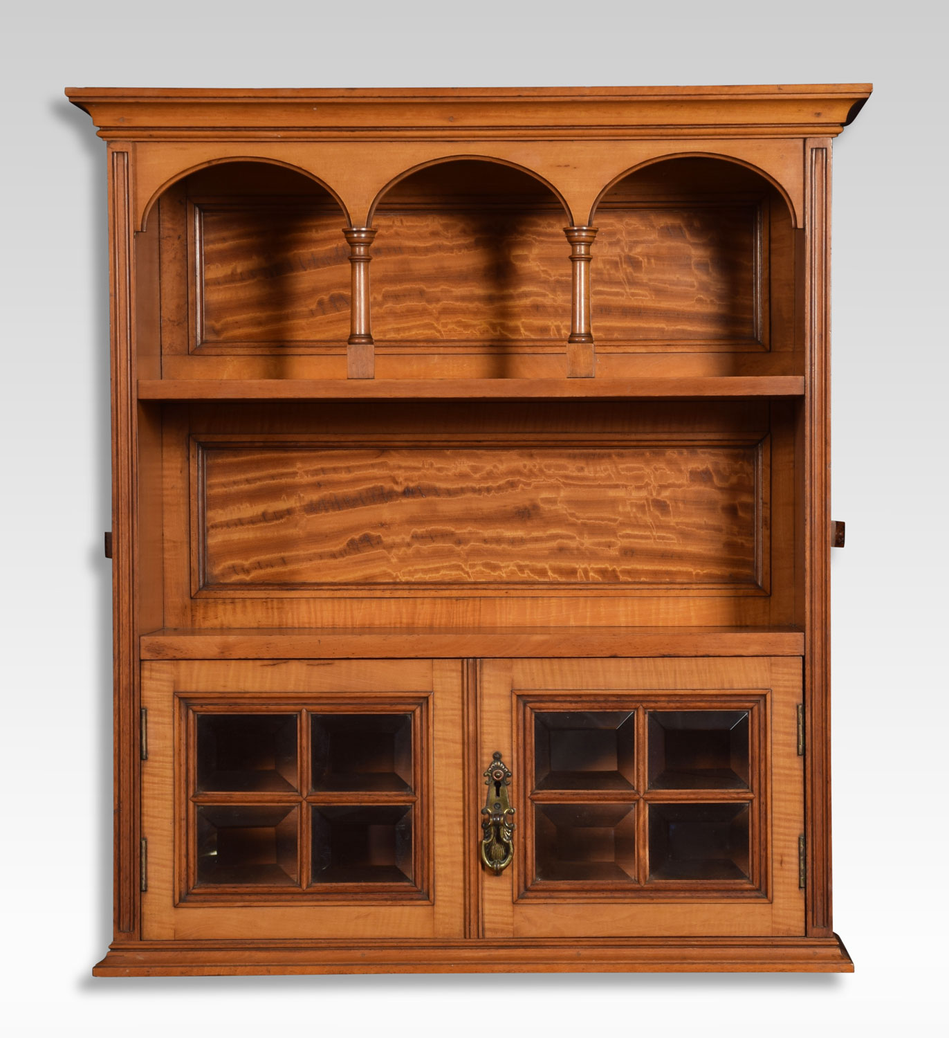 Satinwood wall hanging bookcase Shacklady's Antiques