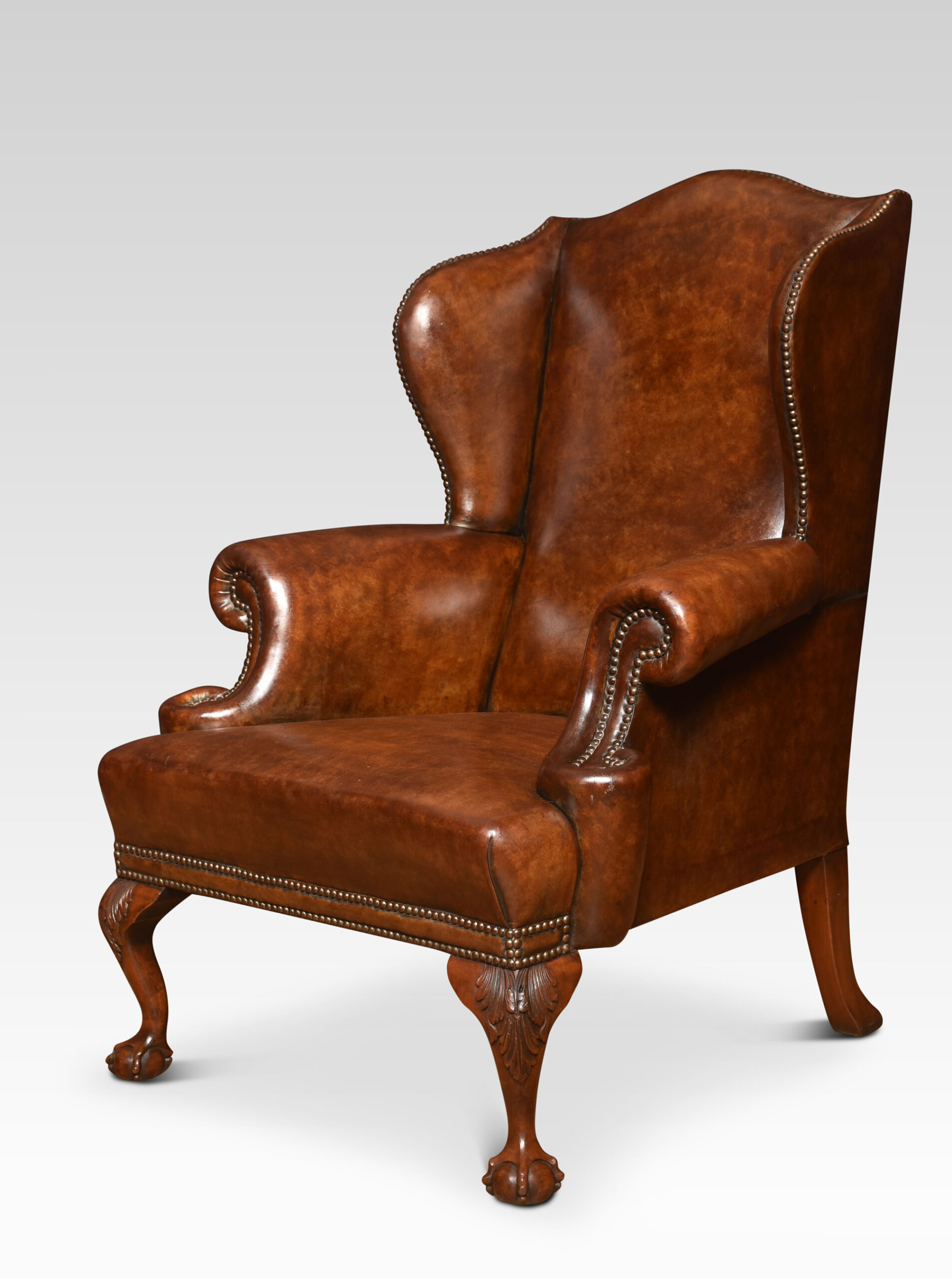 style leather wingback armchair Shacklady's Antiques