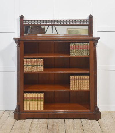Mahogany Open Bookcase with Mirror Back